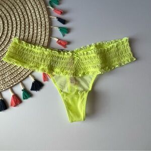Victoria's Secret Panties The Lacie Smocked Mesh Thong Panty Sparkling Lime M
